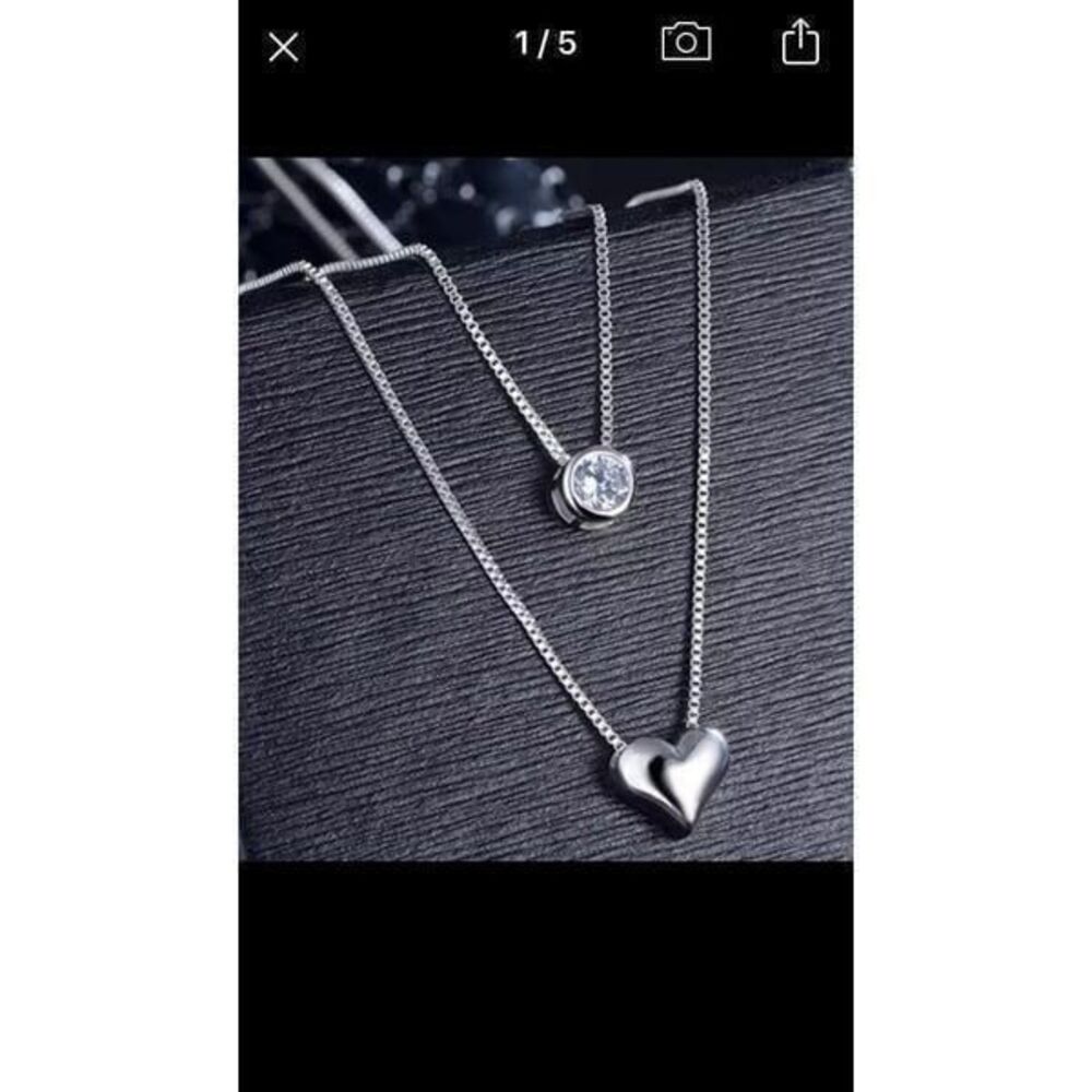 Heart Necklace Silver 2 Layer